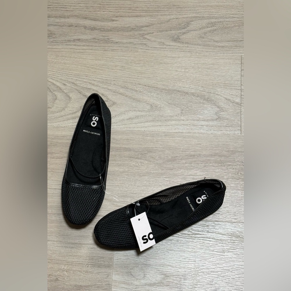 SO Black Mesh Slip-On Ballet Flats